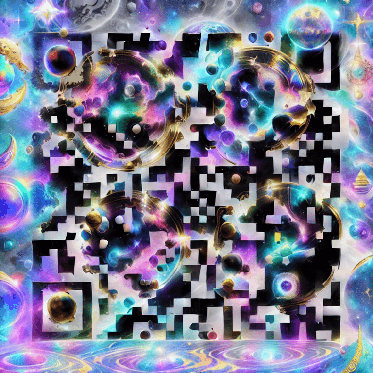 CC2 Blue cosmic nebulas - QR Code Art Qriginals.com